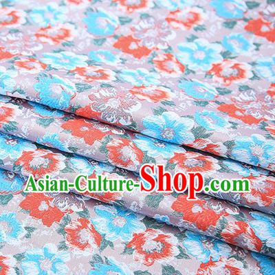 Top Grade Blue Satin Chinese Traditional Brocade Fabric Qipao Dress Classical Pattern Design Material Drapery