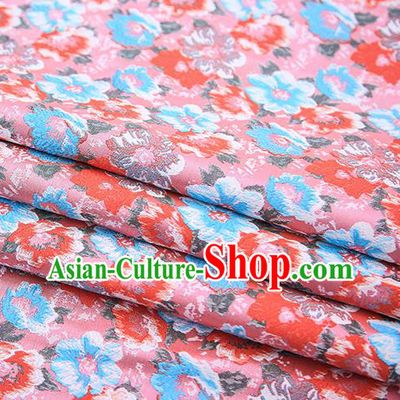 Top Grade Pink Satin Chinese Traditional Brocade Fabric Qipao Dress Classical Pattern Design Material Drapery