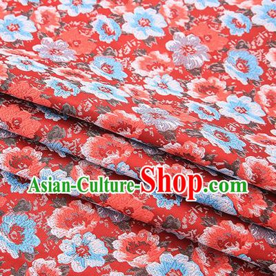 Top Grade Red Satin Chinese Traditional Brocade Fabric Qipao Dress Classical Pattern Design Material Drapery
