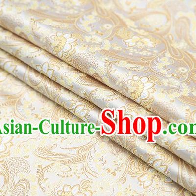 Top Grade Golden Satin Chinese Traditional Brocade Fabric Qipao Dress Classical Lotus Pattern Design Material Drapery