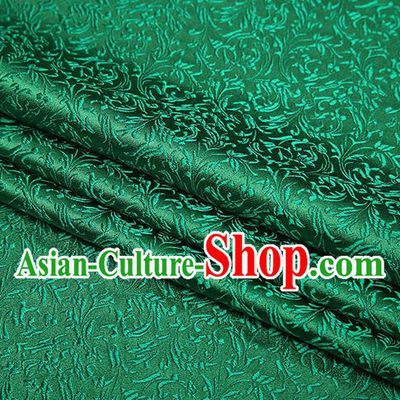 Top Grade Chinese Traditional Green Brocade Fabric Tang Suit Satin Material Classical Pattern Design Drapery