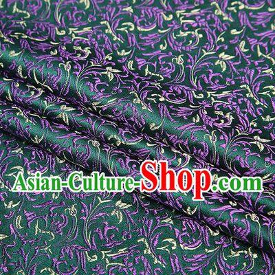 Top Grade Chinese Traditional Pine Green Brocade Fabric Tang Suit Satin Material Classical Pattern Design Drapery