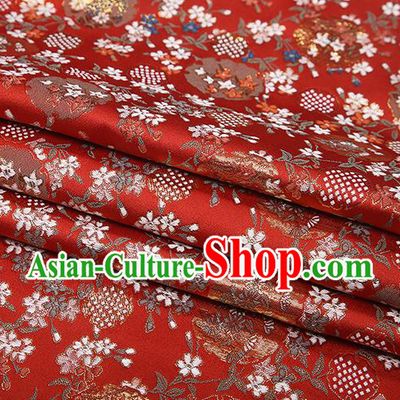 Chinese Traditional Jacquard Satin Fabric Red Brocade Classical Pattern Design Material Drapery
