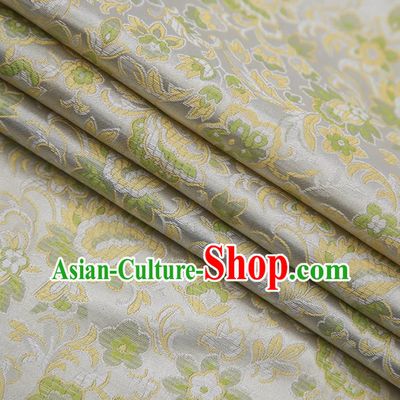 Chinese Traditional Apparel Light Green Brocade Fabric Classical Flowers Pattern Design Material Satin Drapery