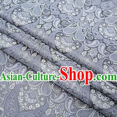 Chinese Traditional Grey Satin Fabric Tang Suit Brocade Classical Loquat Flower Pattern Design Material Drapery