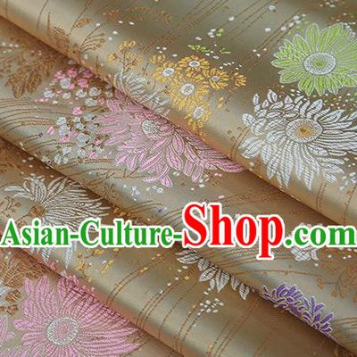 Top Grade Chinese Traditional Golden Brocade Fabric Tang Suit Silk Material Classical Chrysanthemum Pattern Design Drapery