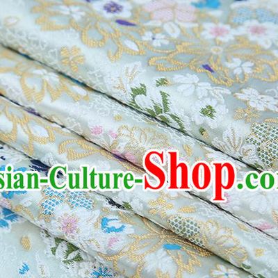 Chinese Traditional White Brocade Satin Fabric Tang Suit Material Classical Pattern Design Drapery