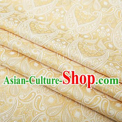 Chinese Traditional Golden Satin Fabric Tang Suit Brocade Classical Loquat Flower Pattern Design Material Drapery