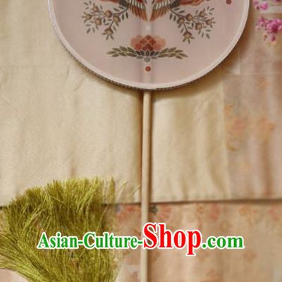 Chinese Ancient Palace Fans Hanfu Printing Phoenix Silk Round Fans for Women