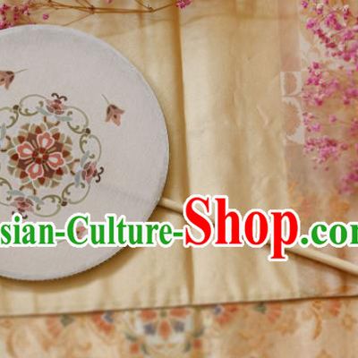 Chinese Ancient Handmade Palace Fans Traditional Hanfu White Silk Round Fans for Women