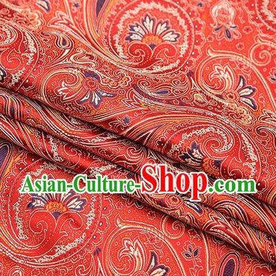 Chinese Traditional Tang Suit Red Brocade Fabric Classical Pattern Design Material Satin Drapery