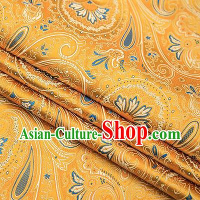 Chinese Traditional Tang Suit Golden Brocade Fabric Classical Pattern Design Material Satin Drapery