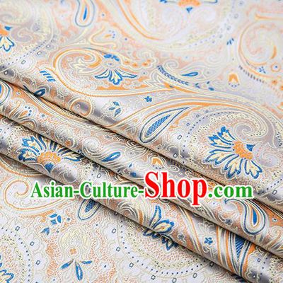 Chinese Traditional Tang Suit White Brocade Fabric Classical Pattern Design Material Satin Drapery