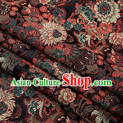 Chinese Traditional Tang Suit Black Brocade Fabric Classical Chrysanthemum Pattern Design Material Satin Drapery