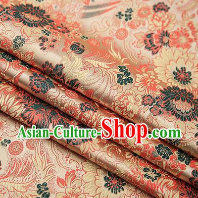 Chinese Traditional Tang Suit Golden Brocade Fabric Classical Chrysanthemum Pattern Design Material Satin Drapery