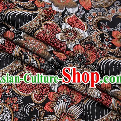 Traditional Chinese Tang Suit Black Brocade Fabric Classical Pattern Design Material Satin Drapery