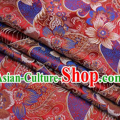 Traditional Chinese Tang Suit Purplish Red Brocade Fabric Classical Pattern Design Material Satin Drapery