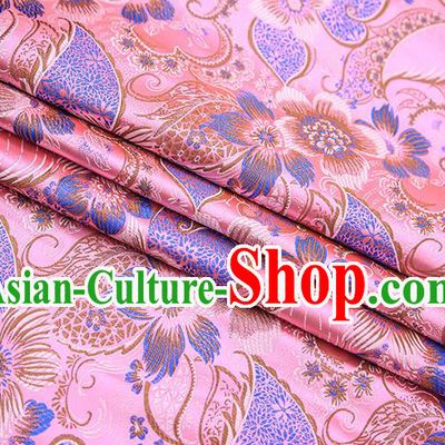 Traditional Chinese Tang Suit Pink Brocade Fabric Classical Pattern Design Material Satin Drapery