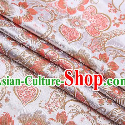 Traditional Chinese Tang Suit White Brocade Fabric Classical Pattern Design Material Satin Drapery