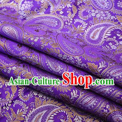 Traditional Chinese Tang Suit Purple Brocade Fabric Classical Loquat Flowers Pattern Design Material Satin Drapery