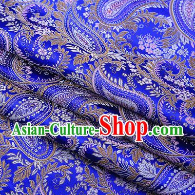 Traditional Chinese Tang Suit Royalblue Brocade Fabric Classical Loquat Flowers Pattern Design Material Satin Drapery