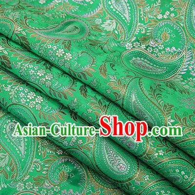 Traditional Chinese Tang Suit Green Brocade Fabric Classical Loquat Flowers Pattern Design Material Satin Drapery