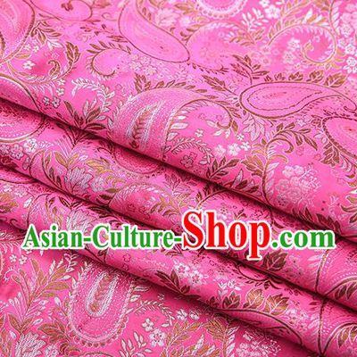 Traditional Chinese Tang Suit Pink Brocade Fabric Classical Loquat Flowers Pattern Design Material Satin Drapery