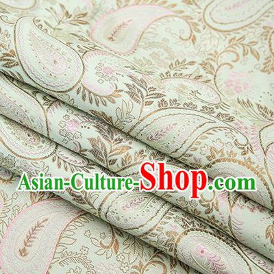 Traditional Chinese Tang Suit Light Green Brocade Fabric Classical Loquat Flowers Pattern Design Material Satin Drapery