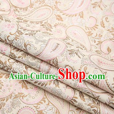Traditional Chinese Tang Suit Light Pink Brocade Fabric Classical Loquat Flowers Pattern Design Material Satin Drapery