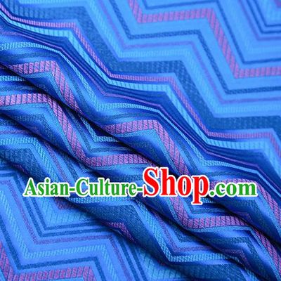 Blue Satin Traditional Chinese Tang Suit Brocade Fabric Classical Pattern Design Material Drapery