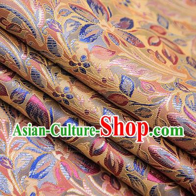 Traditional Chinese Tang Suit Golden Brocade Fabric Classical Petunia Pattern Design Satin Material Drapery