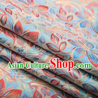 Traditional Chinese Tang Suit Light Blue Brocade Fabric Classical Petunia Pattern Design Satin Material Drapery