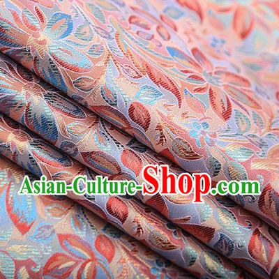 Traditional Chinese Tang Suit Dusty Pink Brocade Fabric Classical Petunia Pattern Design Satin Material Drapery
