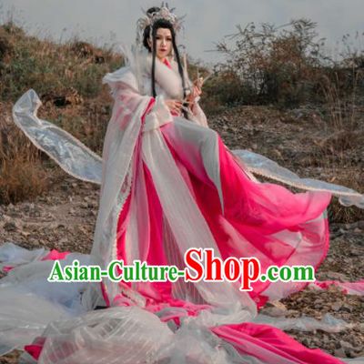 Asian Chinese Cosplay Costumes Ancient Myth Legend Western Queen Clothing and Headpiece Complete Set