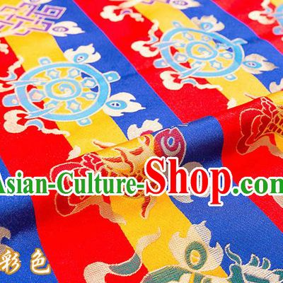 Chinese Traditional Red Nanjing Brocade Satin Fabric Tang Suit Material Classical Double Fishes Pattern Design Drapery