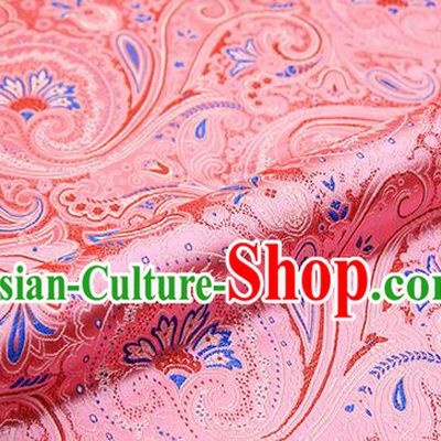 Chinese Traditional Satin Classical Loquat Flower Pattern Design Light Pink Brocade Fabric Tang Suit Material Drapery