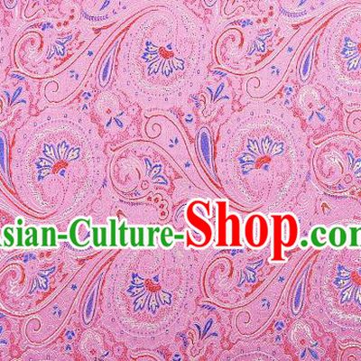 Chinese Traditional Satin Classical Loquat Flower Pattern Design Pink Brocade Fabric Tang Suit Material Drapery