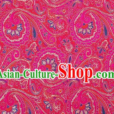Chinese Traditional Satin Classical Loquat Flower Pattern Design Rosy Brocade Fabric Tang Suit Material Drapery