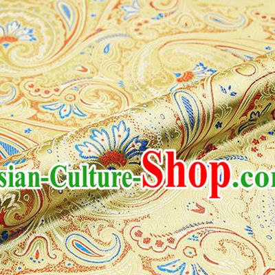 Chinese Traditional Satin Classical Loquat Flower Pattern Design Light Golden Brocade Fabric Tang Suit Material Drapery