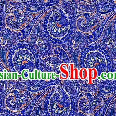 Chinese Traditional Satin Classical Loquat Flower Pattern Design Royalblue Brocade Fabric Tang Suit Material Drapery