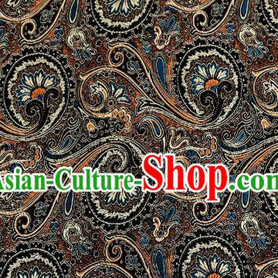 Chinese Traditional Satin Classical Loquat Flower Pattern Design Black Brocade Fabric Tang Suit Material Drapery