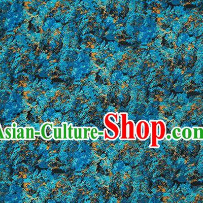 Chinese Traditional Satin Classical Pattern Design Deep Blue Brocade Fabric Qipao Dress Material Drapery
