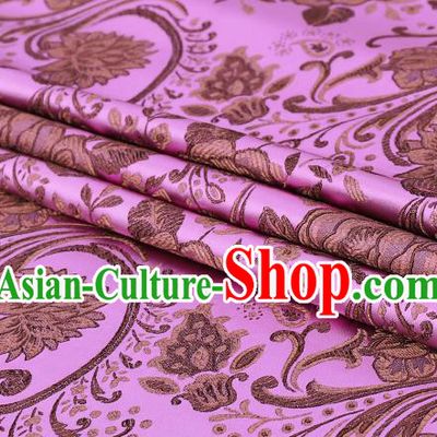 Chinese Traditional Pink Satin Classical Peony Pattern Design Brocade Fabric Tang Suit Material Drapery