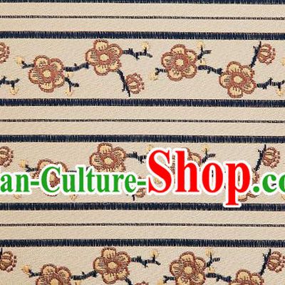 Chinese Traditional Cushion Satin Classical Khaki Plum Blossom Design Brocade Fabric Material Drapery