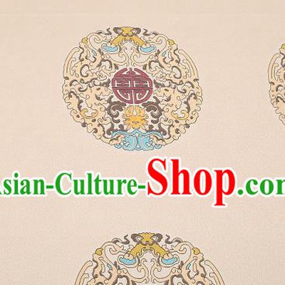 Chinese Traditional Classical Dragons Pattern Design Beige Brocade Fabric Cushion Material Drapery