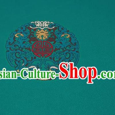 Chinese Traditional Classical Dragons Pattern Design Green Brocade Fabric Cushion Material Drapery
