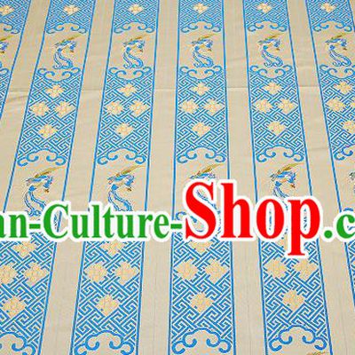Chinese Traditional Classical Embroidered Blue Phoenix Pattern Design Brocade Fabric Cushion Material Drapery