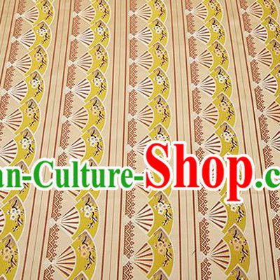 Chinese Traditional Classical Embroidered Yellow Fans Pattern Design Brocade Fabric Cushion Material Drapery