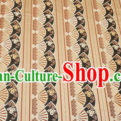 Chinese Traditional Classical Embroidered Black Fans Pattern Design Brocade Fabric Cushion Material Drapery