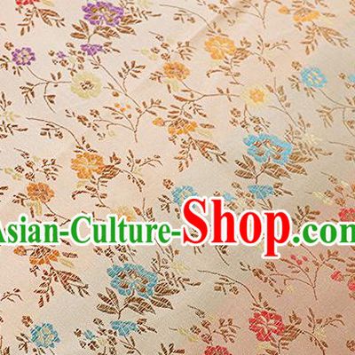 Chinese Traditional Garment Fabric Classical Flowers Pattern Design Light Golden Brocade Cushion Material Drapery